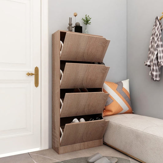 Skoställ Sonoma Ek Skoskåp med 4 dörrar 59x24x136 cm