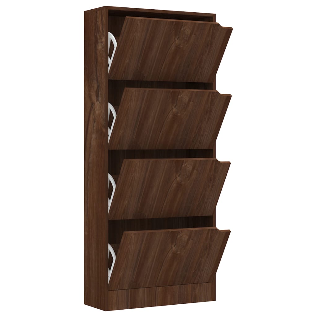 Skoställ Brun Ek Skoskåp med 4 dörrar 59x24x136 cm