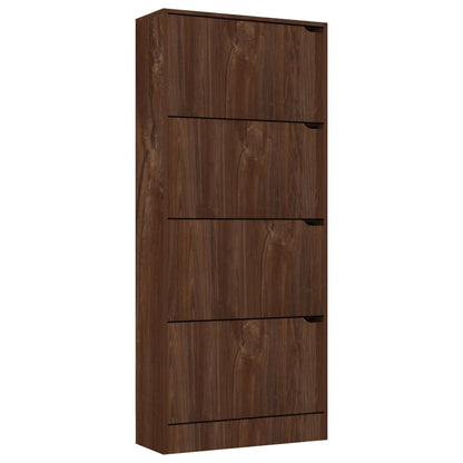Skoställ Brun Ek Skoskåp med 4 dörrar 59x24x136 cm