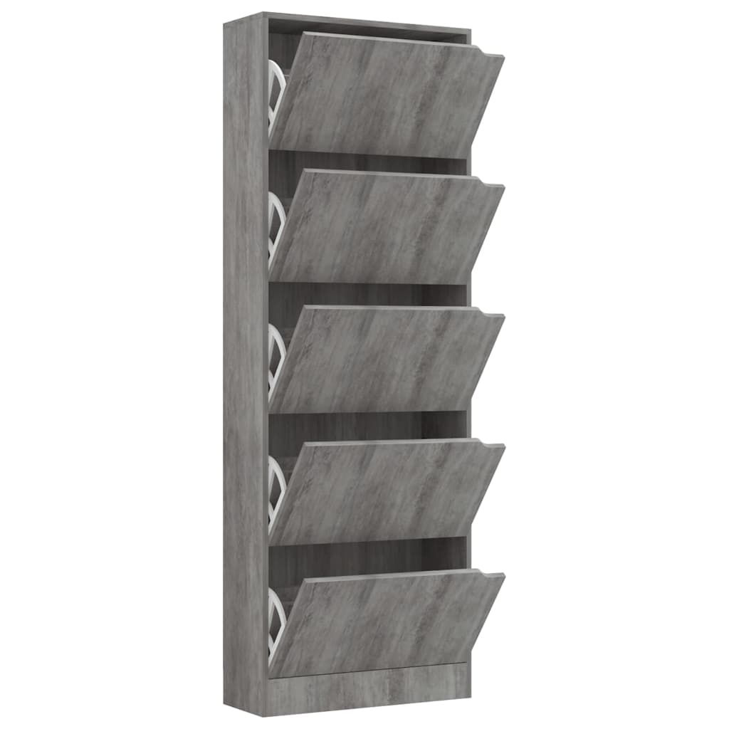 Skoställ Betonggrå Skoskåp med 5 dörrar 59x24x167 cm