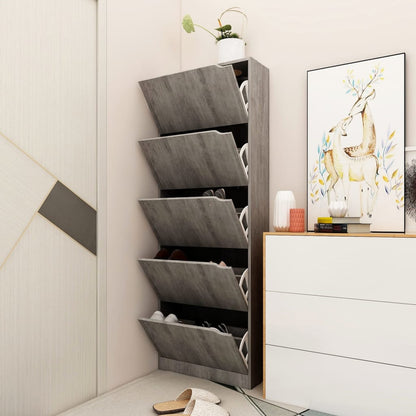 Skoställ Betonggrå Skoskåp med 5 dörrar 59x24x167 cm