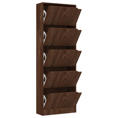 Skoställ Brun Ek Skoskåp med 5 dörrar 59x24x167 cm