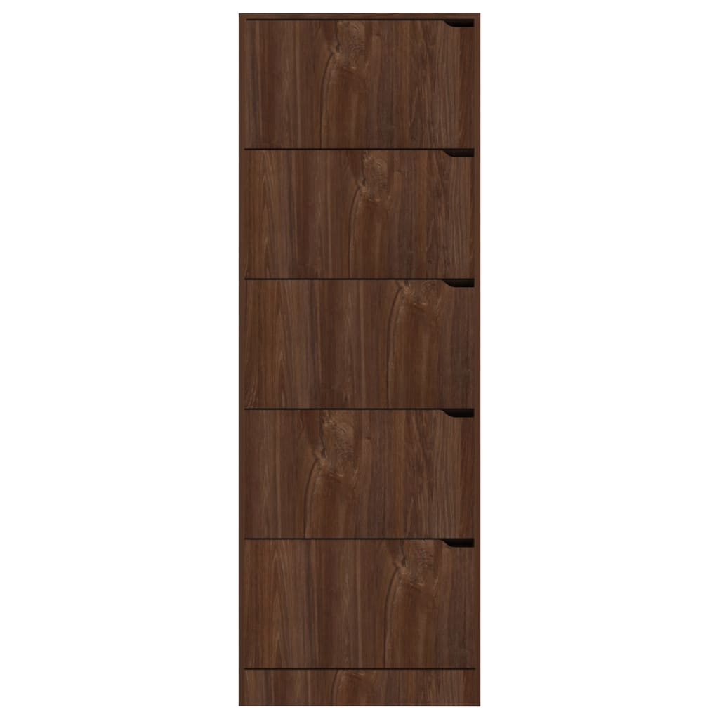 Skoställ Brun Ek Skoskåp med 5 dörrar 59x24x167 cm