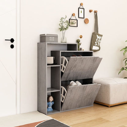 Skoställ Betonggrå Skoskåp 79,5x24x90,5 cm