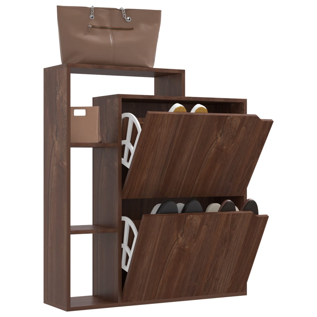 Skoställ Brun Ek Skoskåp 79,5x24x90,5 cm