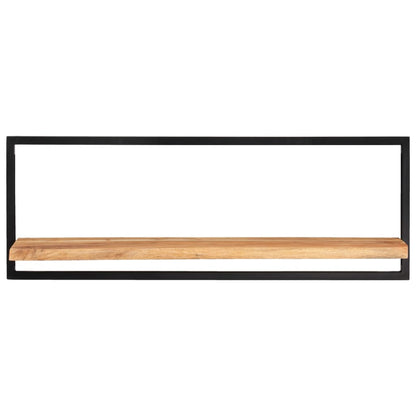 Vägghylla Trä 2 st 100x24x35 cm massivt akaciaträ och stål