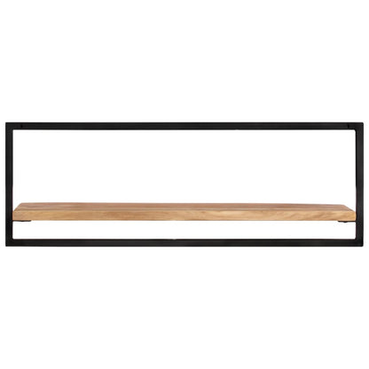 Vägghylla Trä 2 st 100x24x35 cm massivt akaciaträ och stål