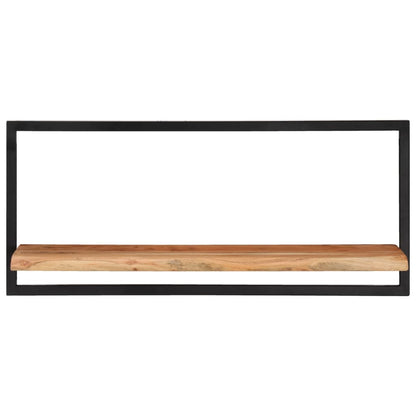 Vägghylla Trä 2 st 80x25x35 cm massivt akaciaträ och stål
