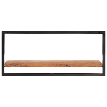 Vägghylla Trä 2 st 80x25x35 cm massivt akaciaträ och stål
