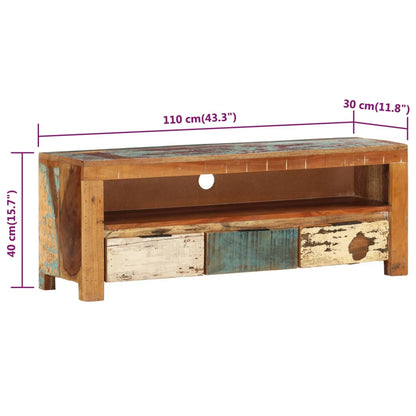 Tv-bänk 110x30x40 cm massivt återvunnet trä