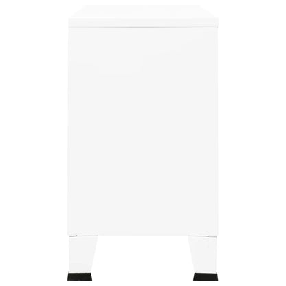 Skänk Vit industriell 105x35x62 cm metall och glas