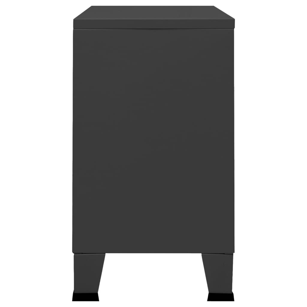 Skänk DIV. industriell antracit 105x35x62 cm metall och glas