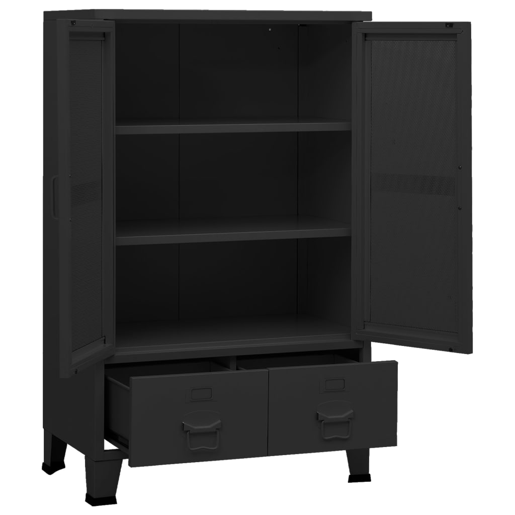 Skåp DIV. Svart 70x40x115 cm metall
