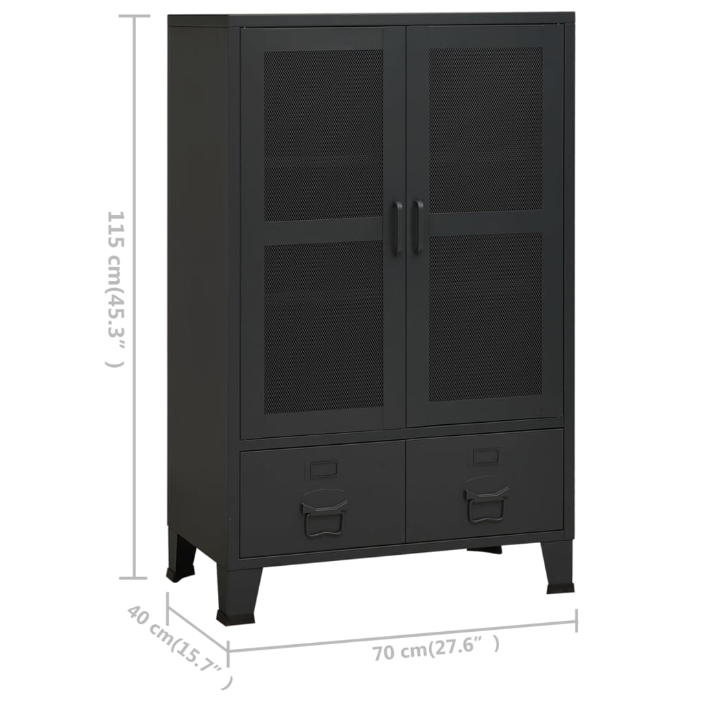 Skåp DIV. Svart 70x40x115 cm metall