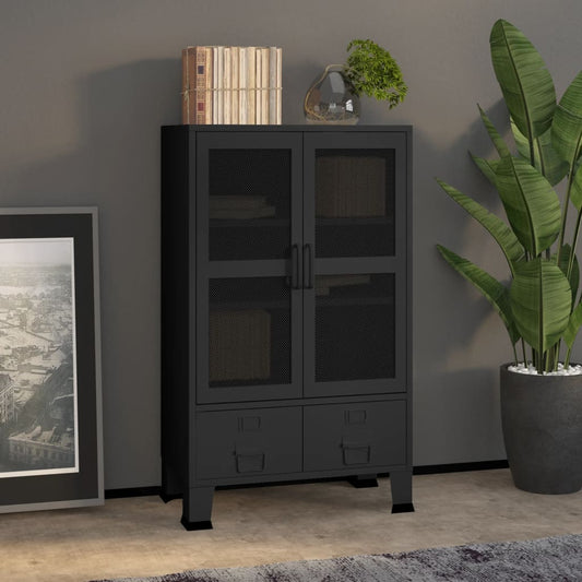 Skåp DIV. Svart 70x40x115 cm metall