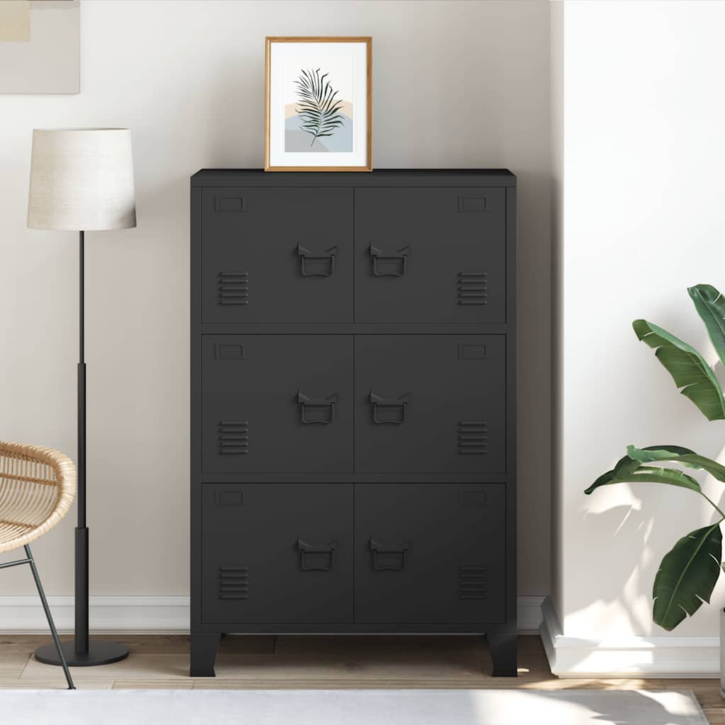 Skåp DIV. Svart 75x40x115 cm metall