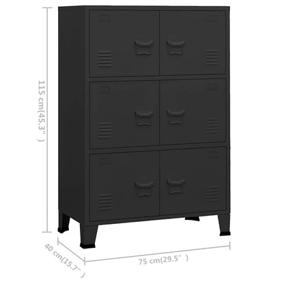 Skåp DIV. Svart 75x40x115 cm metall