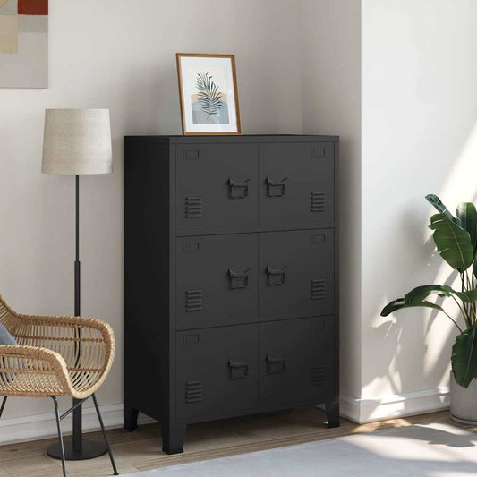 Skåp DIV. Svart 75x40x115 cm metall