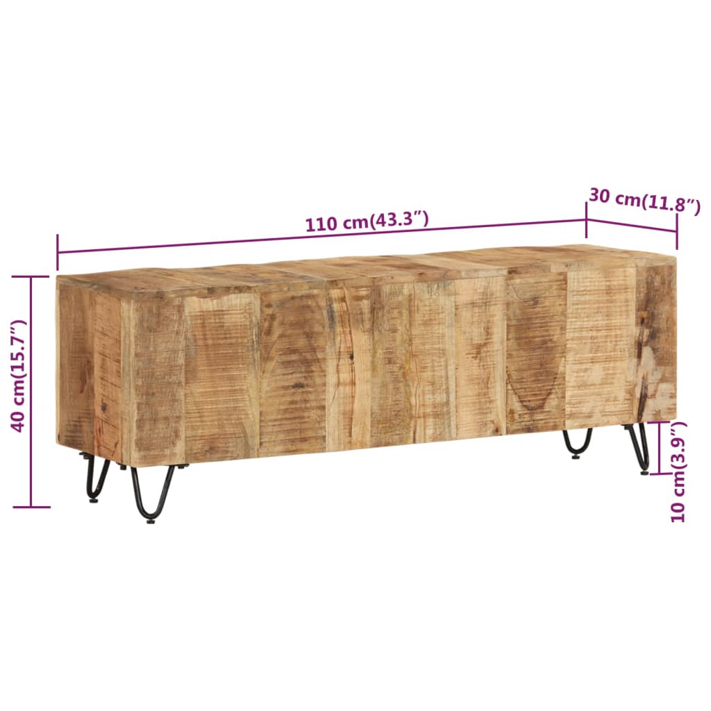Tv-bänk 110x30x40 cm massivt mangoträ