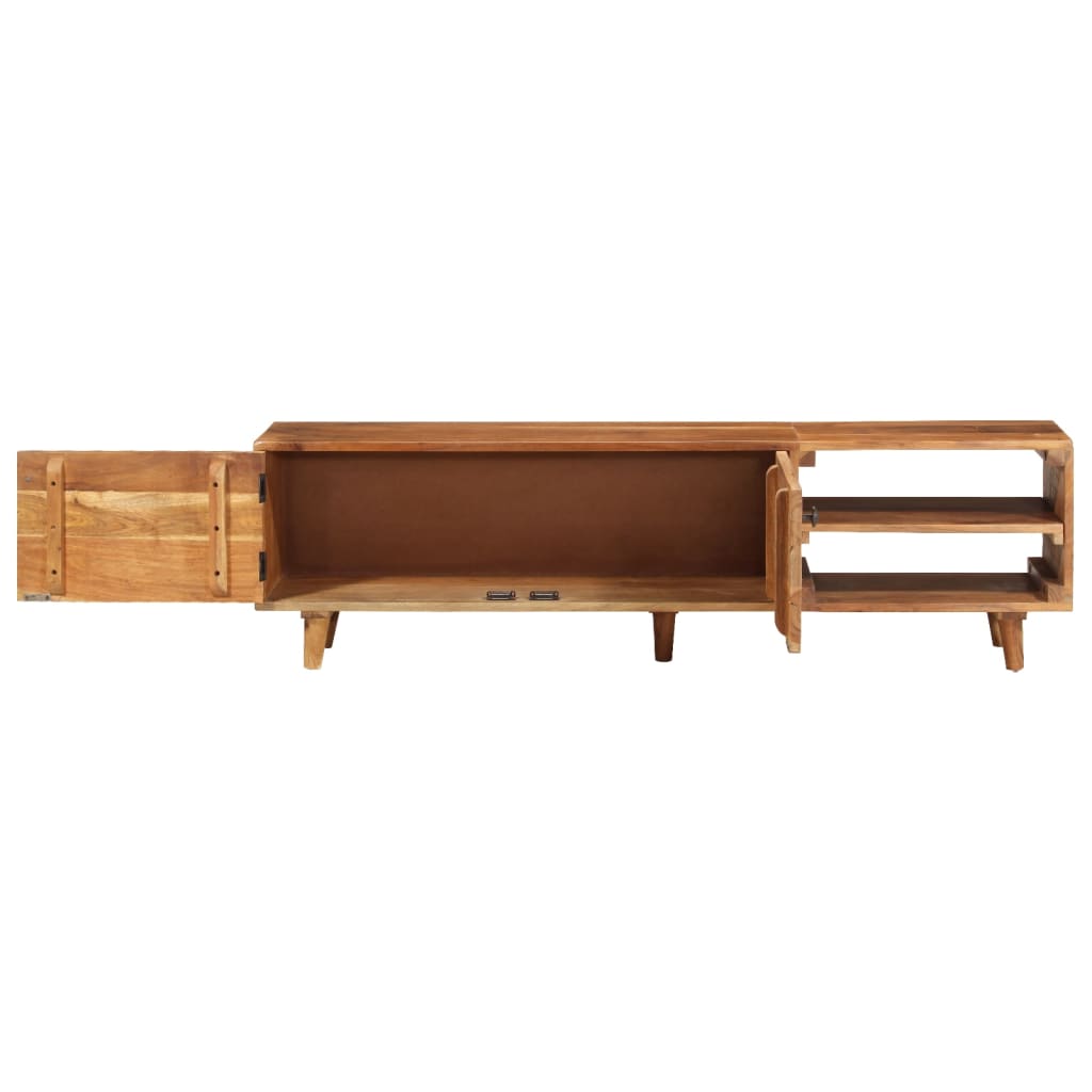 TV-Möbel Trä TV-Bänk massivt akaciaträ med honungsfinish 140x30x40 cm