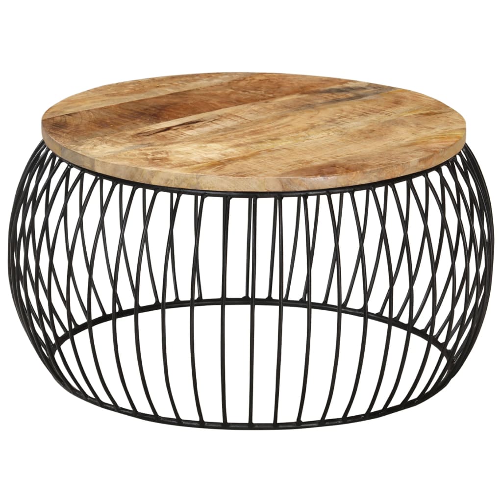 Soffbord Trä Ø68 cm grovt mangoträ