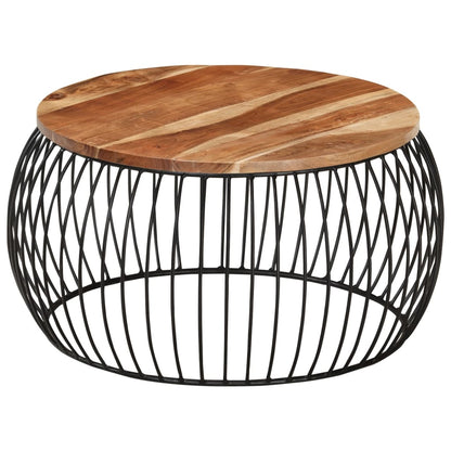 Soffbord Trä Ø68 cm massivt akaciaträ