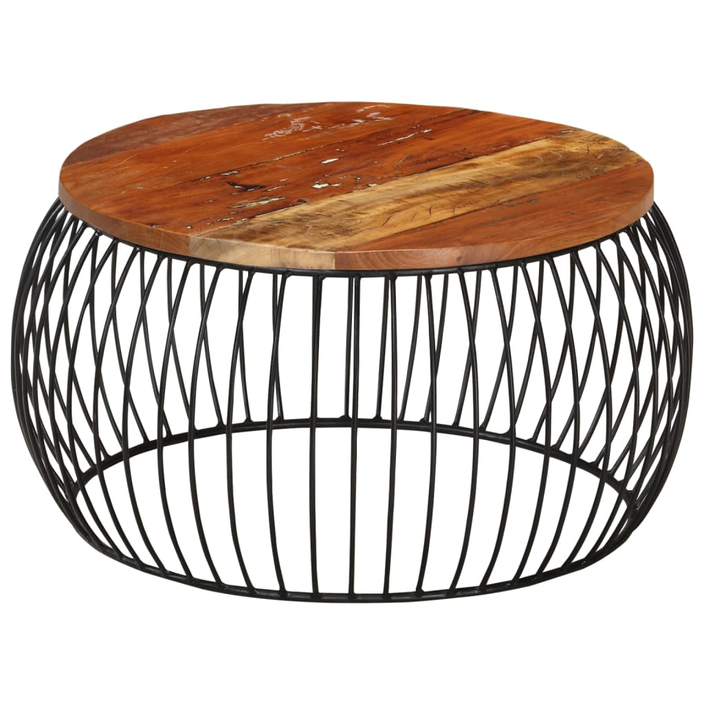 Soffbord Trä Ø68 cm massivt återvunnet trä