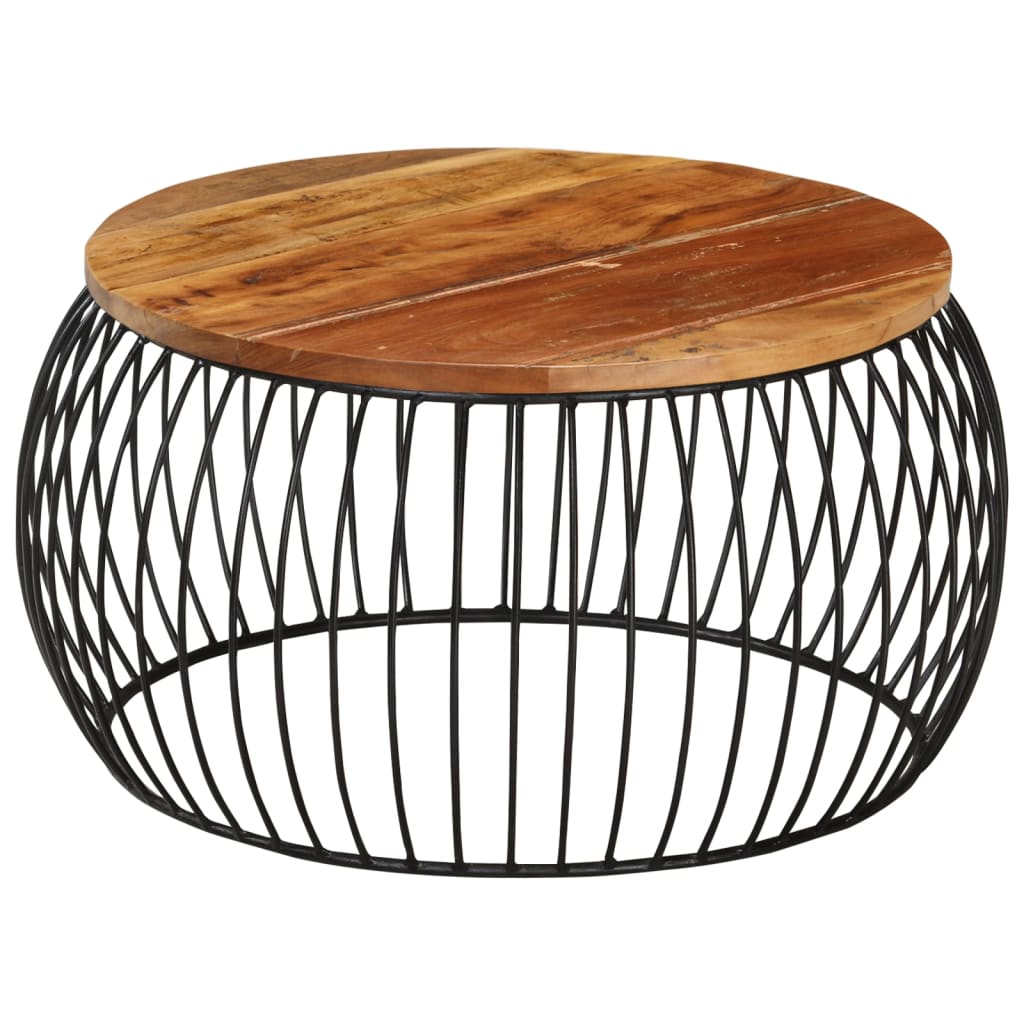 Soffbord Trä Ø68 cm massivt återvunnet trä