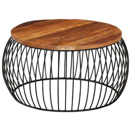 Soffbord Trä Ø68 cm massivt återvunnet trä