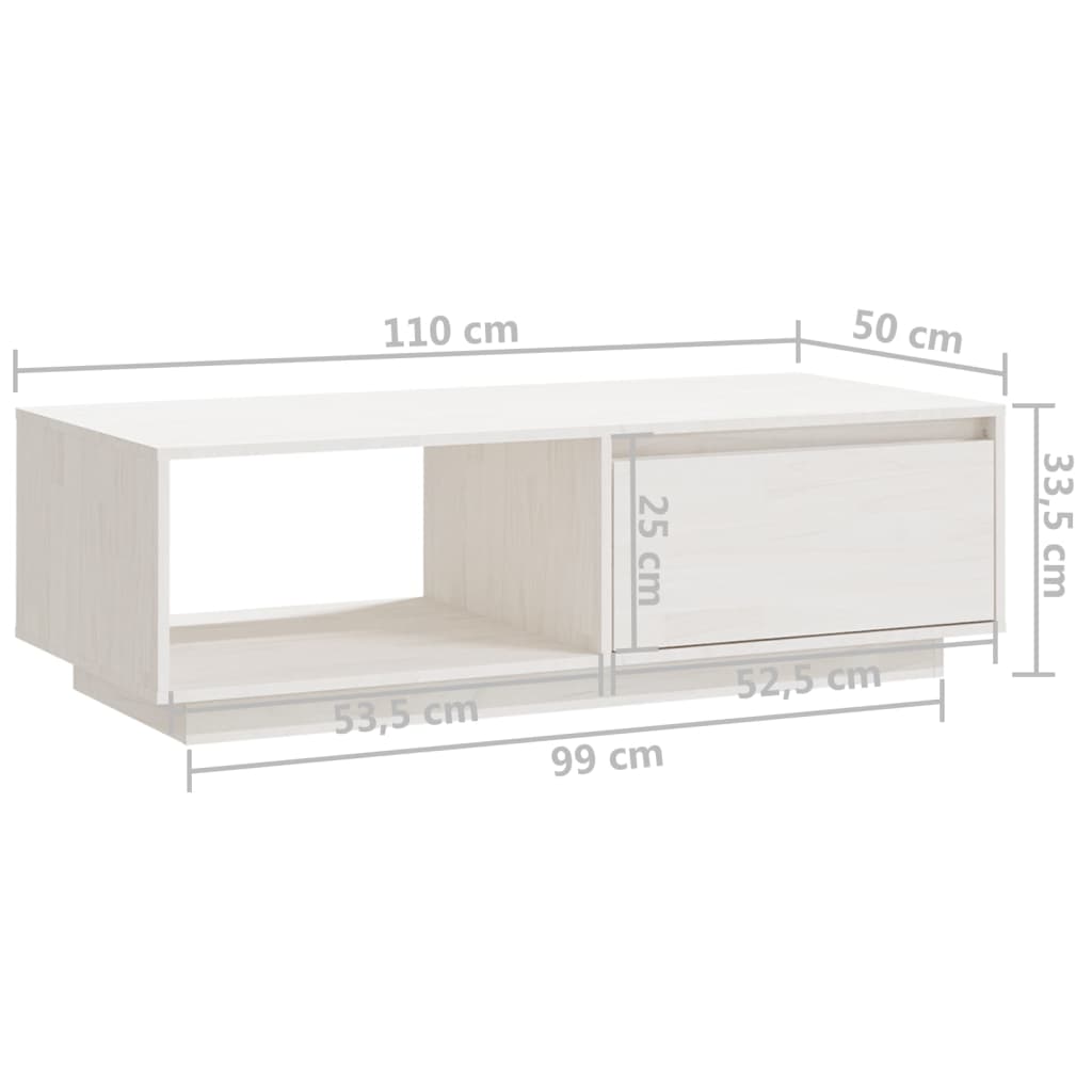 Soffbord Vit 110x50x33,5 cm massiv furu