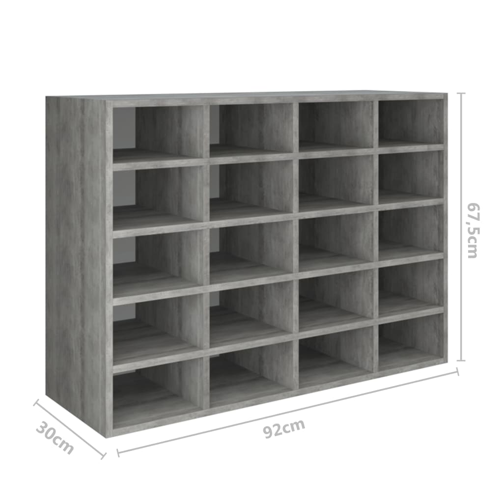 Skoställ Betonggrå Skohylla 92x30x67,5 cm