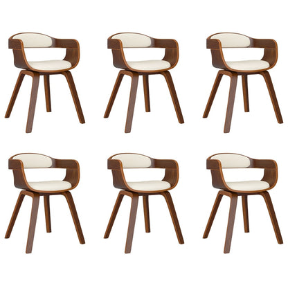 Matstolar 6 st gräddvit böjträ och konstläder