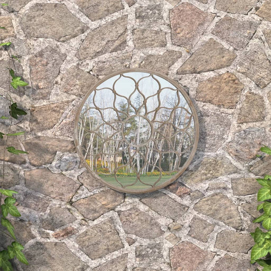Väggspegel sandfärgad 40x3 cm rund järn