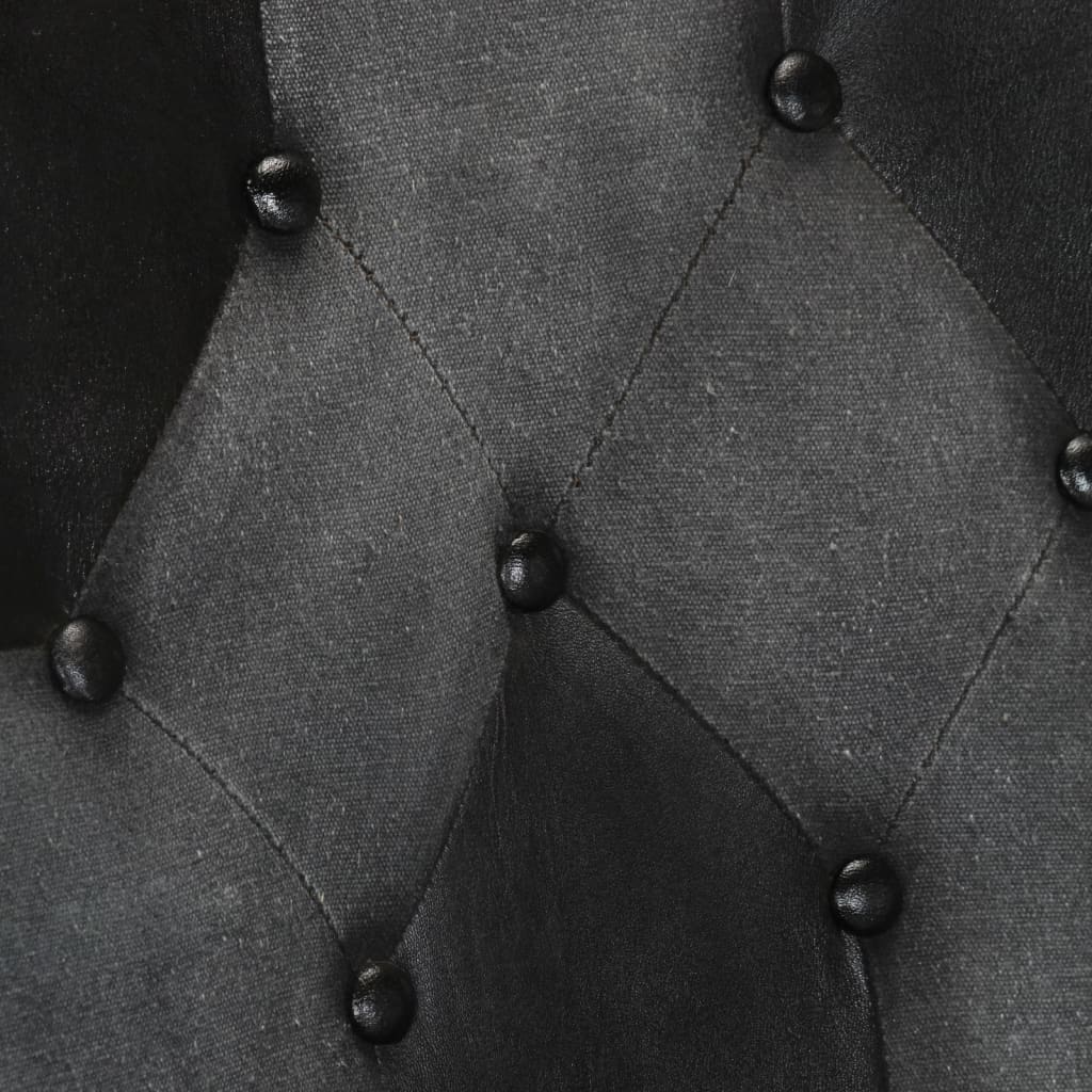 Fåtölj Grå Öronlappsfåtölj Svart och äkta läder