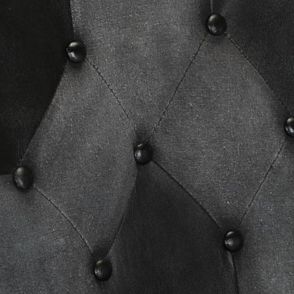 Fåtölj Grå Öronlappsfåtölj Svart och äkta läder