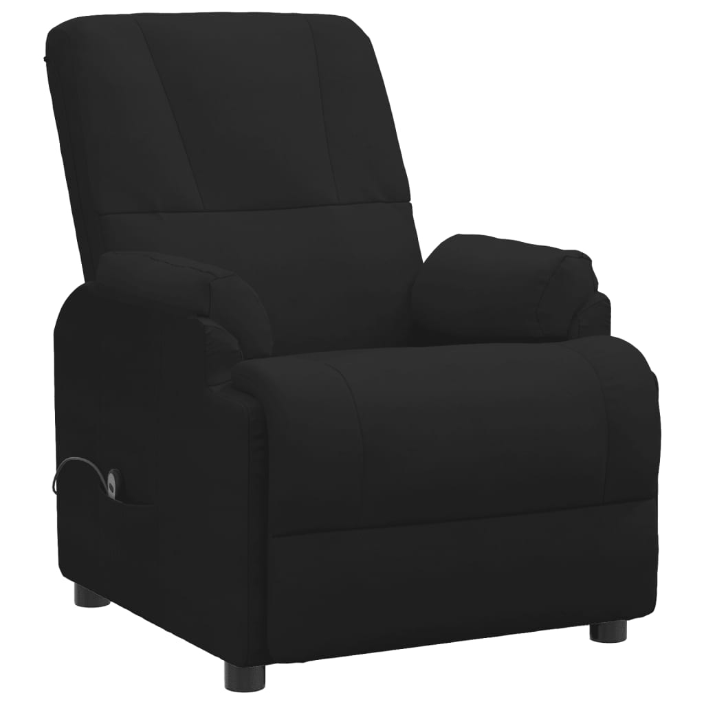 Fåtölj Svart Reclinerfåtölj med uppresningshjälp konstmocka