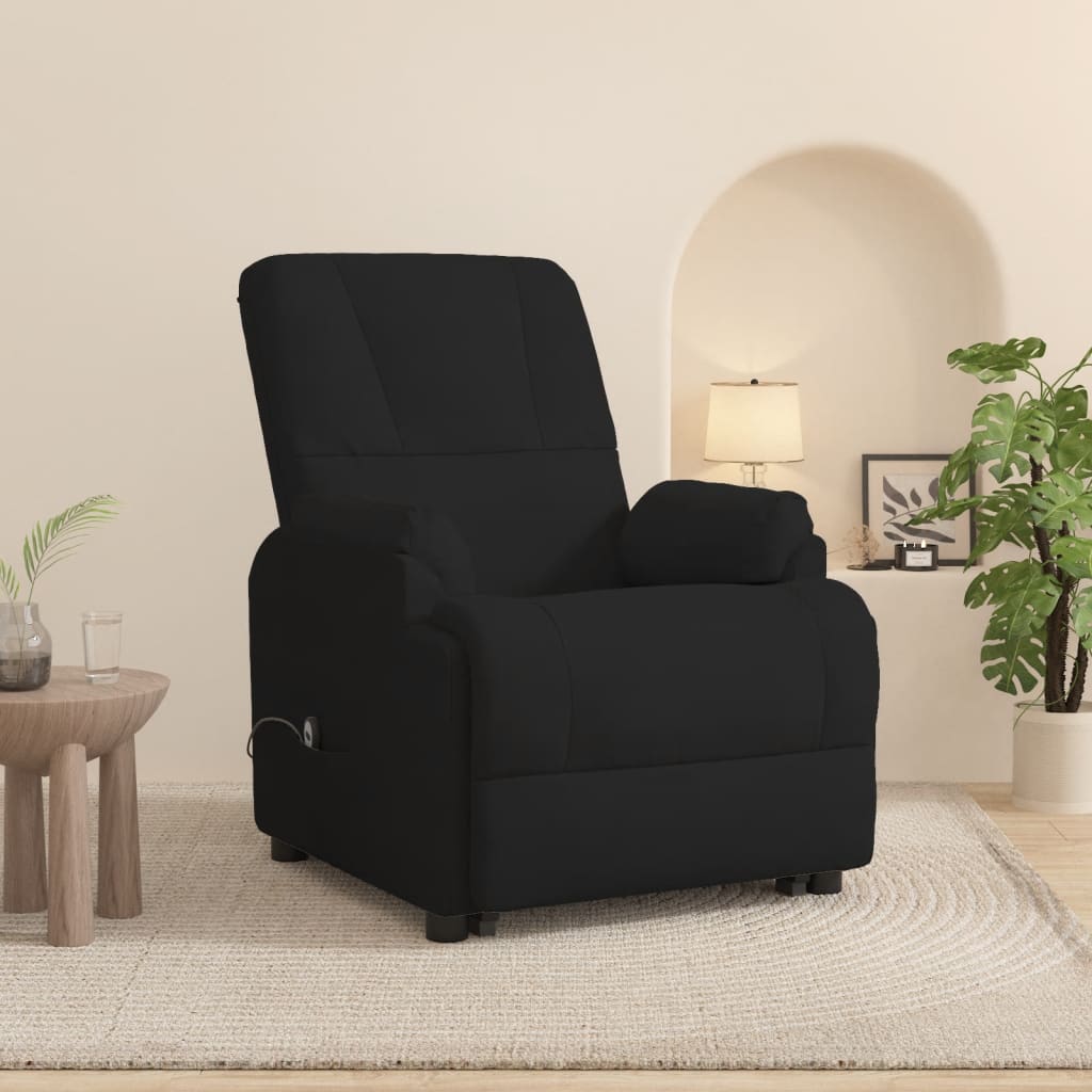 Fåtölj Svart Reclinerfåtölj med uppresningshjälp konstmocka