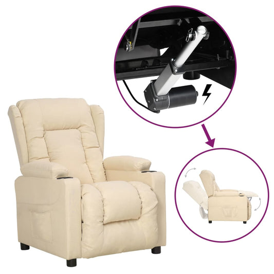 Fåtölj Gräddvit med uppresningshjälp tyg