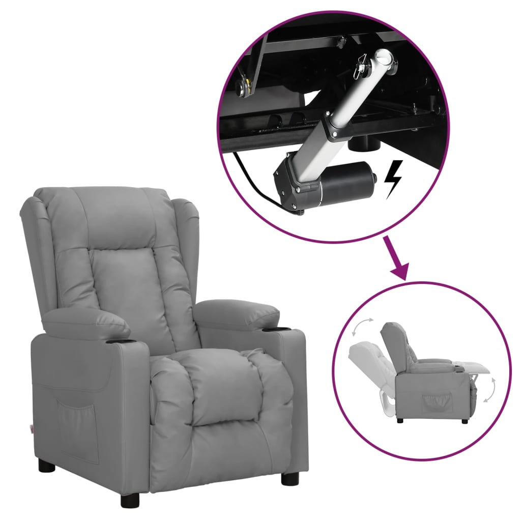 Fåtölj Grå med uppresningshjälp konstläder