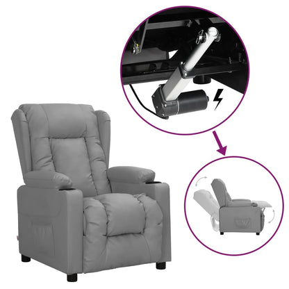 Fåtölj Grå med uppresningshjälp konstläder