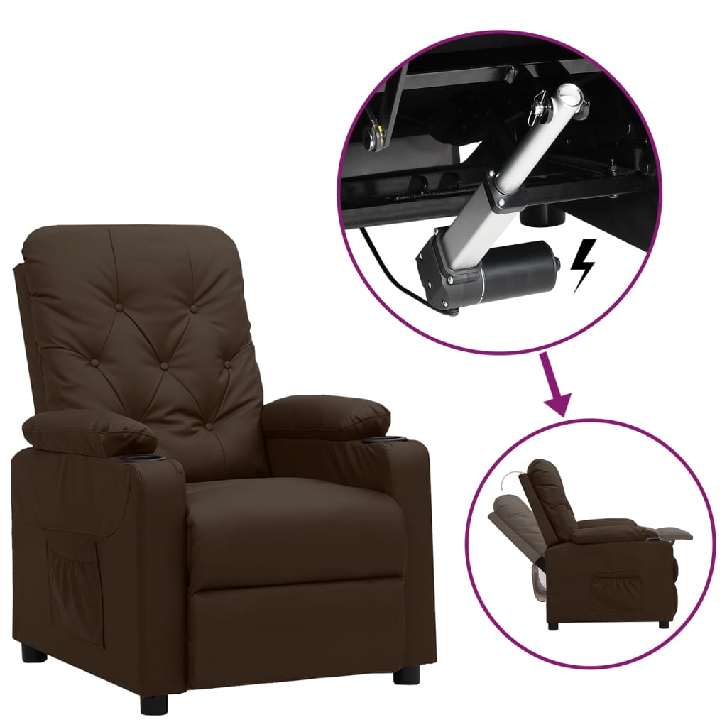 Fåtölj Brun med uppresningshjälp konstläder