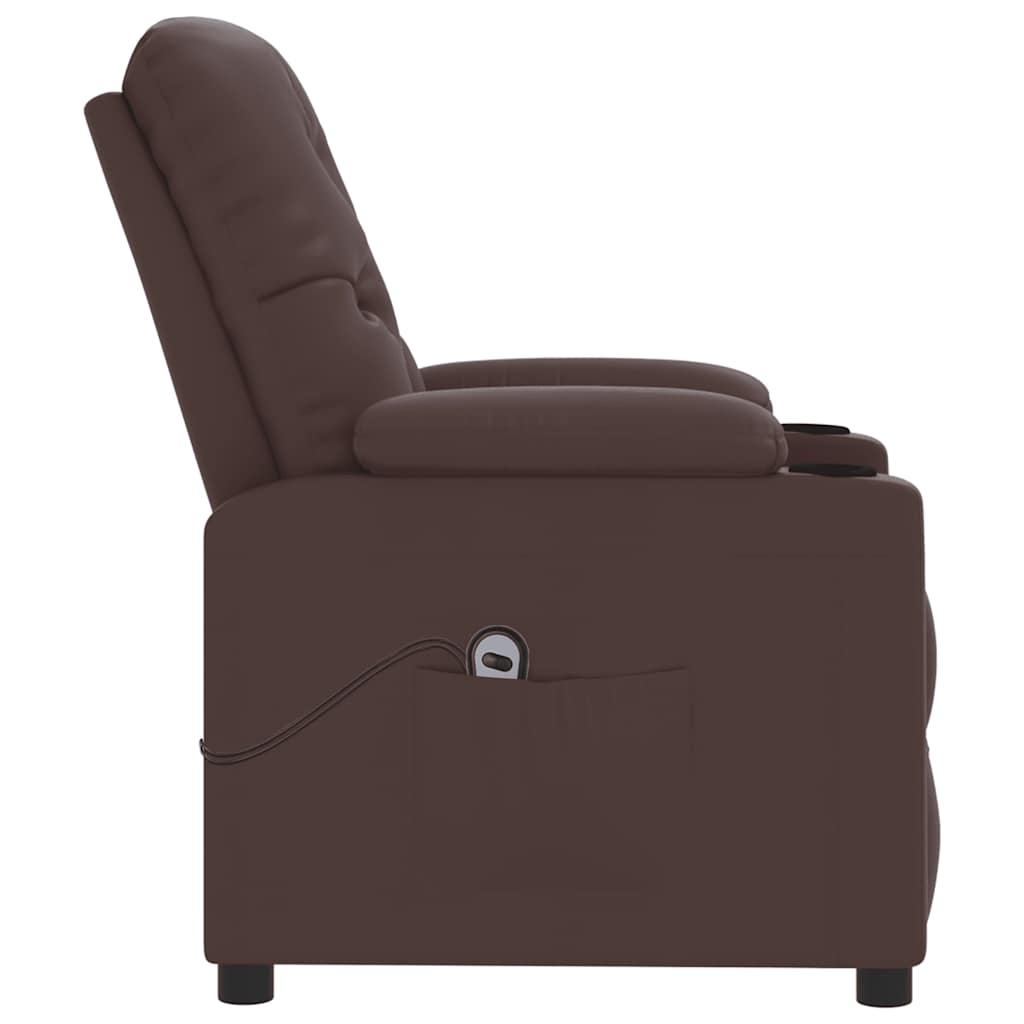 Fåtölj Brun med uppresningshjälp konstläder