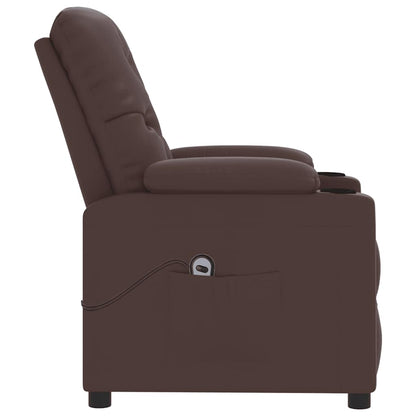 Fåtölj Brun med uppresningshjälp konstläder