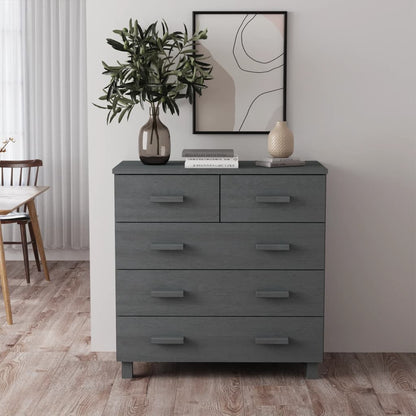 Byrå HAMAR mörkgrå 79x40x80 cm massiv furu