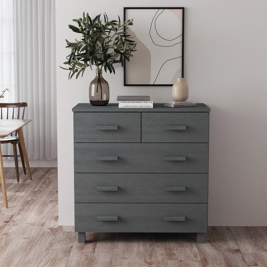 Byrå HAMAR mörkgrå 79x40x80 cm massiv furu