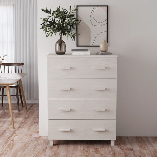 Byrå Vit HAMAR Vit 79x40x103,5 cm massiv furu