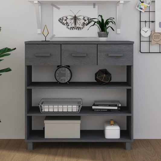 Avlastningsbord Konsollbord Trä HAMAR mörkgrå 90x35x90 cm massiv furu