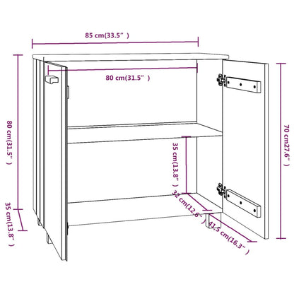 Skåp HAMAR vit 85x35x80 cm massiv furu