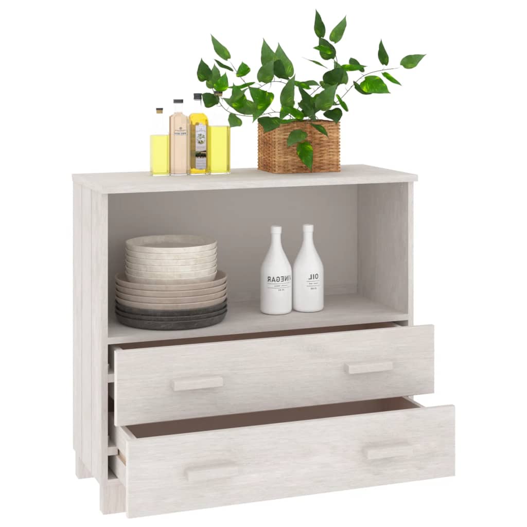Byrå Vit HAMAR Vit 85x35x80 cm massiv furu
