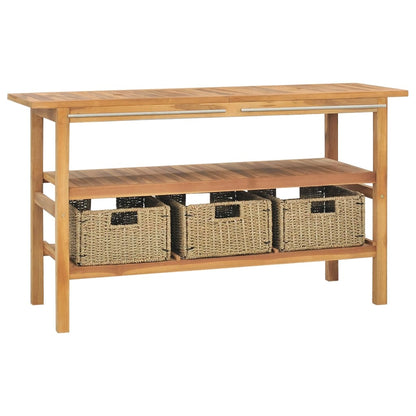 Handfat Badrum Tvättställsskåp Svart marmor massiv teak